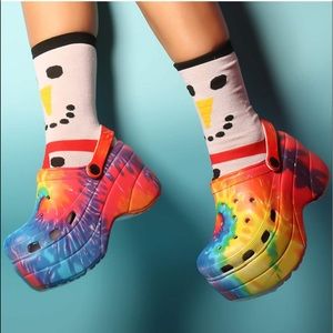 SIZE 8 (38-39) CAPE ROBBIN RAINBOW SKY HIGH TYE-DYE GARDENER CLOGS